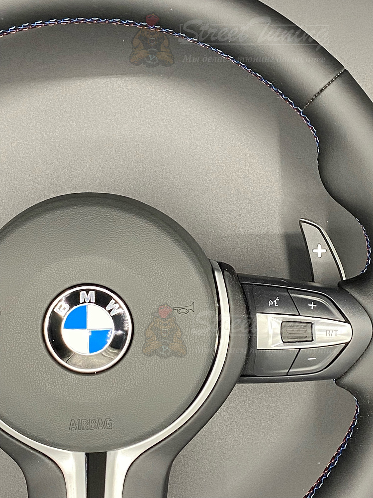 картинка Руль BMW E46/E39/E53/E46 с подушкой в стиле M3 F80, эко-кожа, без подогрева от магазина  StreetTuning