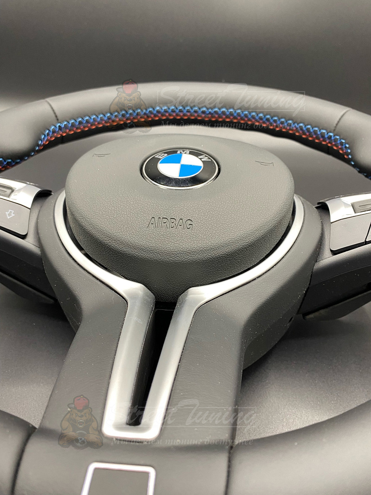 картинка Руль BMW E46/E39/E53/E46 с подушкой в стиле M3 F80, эко-кожа, без подогрева от магазина  StreetTuning
